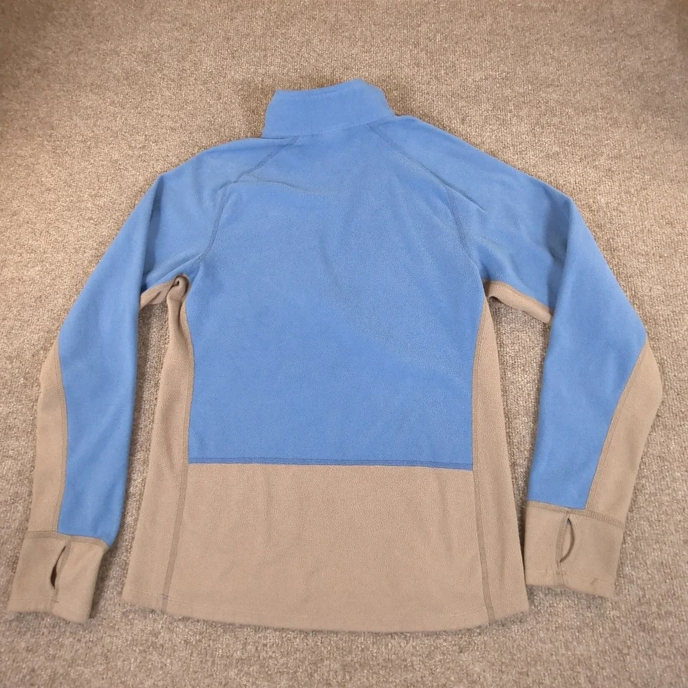 The North Face Mens Blue Grey Quarter Zip Fleece Pullover Thumbholes Small #2769